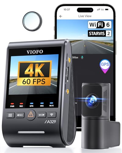 VIOFO A329S 2CH 4K 60FPS Dash Cam, Dual STARVIS 2, Wi-Fi 6, Parking Mode