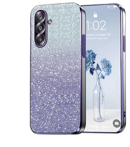 PanXCase Glitzer Hülle für Samsung Galaxy A17 5G/4G | Transparente Glitzer-Handyhülle für Mädchen/Frauen, Elegant, Bling und Durchsichtig, Ultradünn, Stoßfeste Schutzhülle, Purple