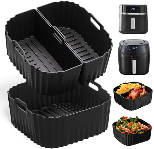 Set di 3 Stampo Silicone per Friggitrice ad Aria Russell Hobbs XXL 8L/8,3L, inserti in silicone riutilizzabili, Sostituto della carta da forno, BPA Free, lavabile in lavastoviglie