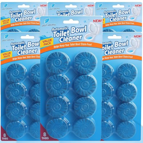 Zest Aroma 50g Toilet Cleaner Cistern Blocks, 48pk x Blue Ocean Scent Freshener Tablets, Powerful Rim and Bowl Cleaning, Long-Lasting Fragrance, Prevents Limescale, and Effectively Fights Odours