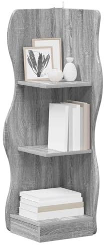 vidaXL Eckregal mit Regal Graues Sonoma 34 x 33 x 102 cm Holzwerkstoff, Wohnzimmer, Moderne Wellenregal, feuchtigkeitsbeständig, platzsparende Ecklösung, haltbare Deko-Aufbewahrung