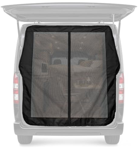 Pindex Moskitonetz Magnetisch mit Reißverschluss für VW T5 T6 Heckklappe | 150×120cm Hecktür Fliegengitter Mückenschutz Insektenschutz für Camping