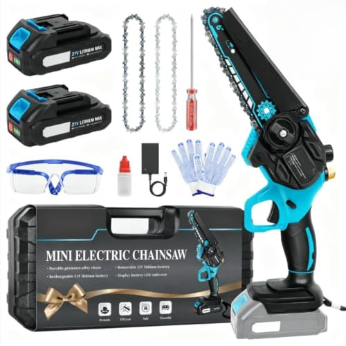 DODOWIN 775W Mini Chainsaw Cordless 6 Inch with 2 Batteries, Wood Saw | Tree Triming, Garden Pruning, Branch Cutting, Wood Working, Gifts for Men Dad Birthday Present