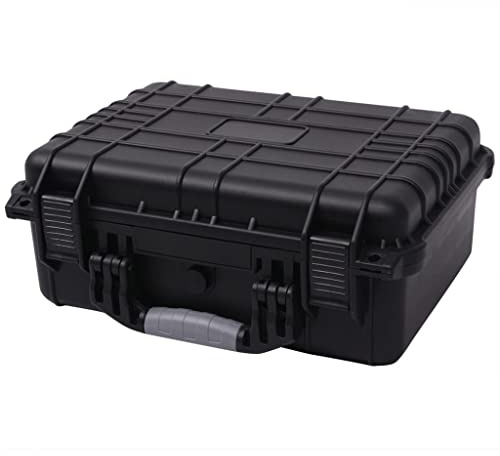 KTPRTOCK Stabiler Universalkoffer aus Polypropylen ABS, 40,6x33x17,4 cm, schwarz, mit Druckventil, wasserdichtem O-Ring und DREI entnehmbaren Schaumstoffeinlagen für Kamera und Zubehör.