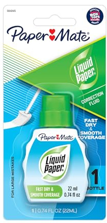 Liquid Paper® Smooth-Coverage Correction Fluid, Fast Dry, 22 mL Bottle