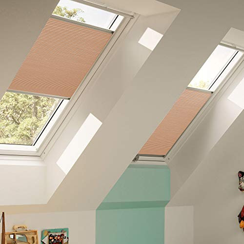 Original VELUX Faltstore Plissee DuoLine Abdunkelung Wabenstruktur FHC C04 1049 / Uni Beige passgenau für GGL GPL GHL GTL C04 mit Aluminium Führungsschienen // FHC C04 1049S