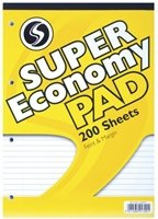 Silvine Refill Pad A4 Punched 4-Hole 200 Leaf Ruled Feint and Margin A4ERPFM-T