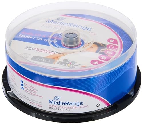 MEDIARANGE CD-R 700MB 25 PIEZAS DE AUDIO TOTALMENTE IMPRIMIBLE