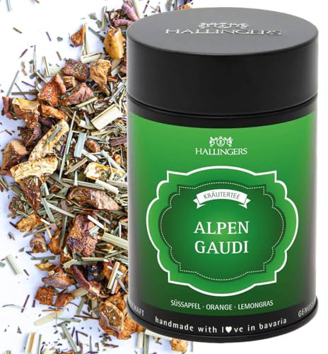 Hallingers Alpengaudi - Loser Kräuter-Tee mit Süßapfel, Orange & Lemongras (Dose) - Geschenkideen Weihnachten & Geschenke Adventskalender | Geburtstag Glückwunsch Genesung Jahrestag