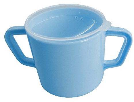 Trinkbecher mit Deckel und 2 Henkel, blau