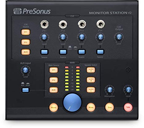 PreSonus Monitor Station V2, Centro di Controllo Studio da Scrivania con Controllo Volume Monitor e Amplificatore Cuffia
