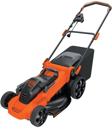 BLACK+DECKER 20-Inch Corded Electric Lawn Mower, Ultra Light Push Mower, 13-Amp High Output Motor, 3 in 1 Cutting Versatility, Tool Free Height Adjustment, 7-setting Cutting Height (MM2000)