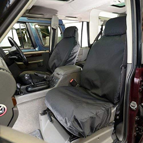 UK Custom Covers Fits Land Rover Discovery 2 TD5 (1998-2004) Front Seat Covers Tailored (Black) -SC148B