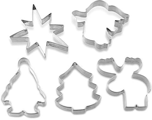Dr. Oetker Plätzchen Ausstecher Weihnachten 5er Set – Ausstechformen White Christmas Baking – Plätzchenausstecher aus rostfreiem Edelstahl zu Weihnachten