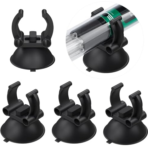 Pawfly 12 Pack Aquarium Heater Suction Cups Suckers with 0.95 Inch Clips Black Standard Heating Rod Holders Clamps for Fish Tanks (Not for Airline Tubing), 1.3 Inch