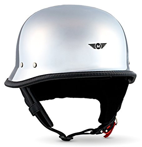 MOTO Helmets® D33 „Chrome“ · Brain-Cap · Halbschale Jet-Helm Motorrad-Helm Roller-Helm Scooter-Helm Bobber Mofa-Helm Chopper Retro Cruiser Vintage Pilot Biker · Schnellverschluss Tasche M (57-58cm)