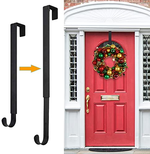Wreath Hanger,Adjustable Wreath Hanger for Front Door from 14.9-25 Inch,20 lbs Larger Door Wreath Hanger Christmas Wreaths Decorations Hook,Black