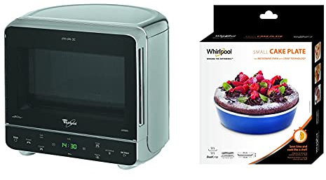 Whirlpool MAX 38 SL Mikrowelle / 13 L / 700 W / Jetstart-Funktion / 3D System / silber + Mikrowellenzubehör/ Crisp-Backform klein (Ø19cm)/ Passend auch für Mikrowellen von Bauknecht