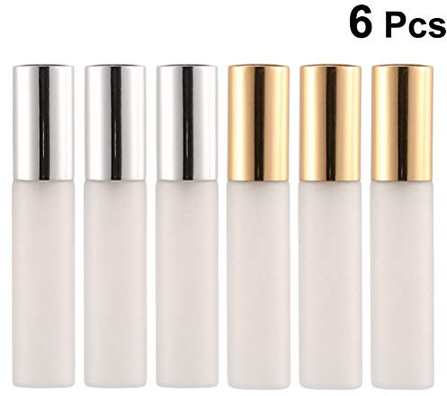 Lurrose Botellas de aerosol de vidrio esmerilado Pulverizadores atomizadores para aceites esenciales 10ML 6pcs