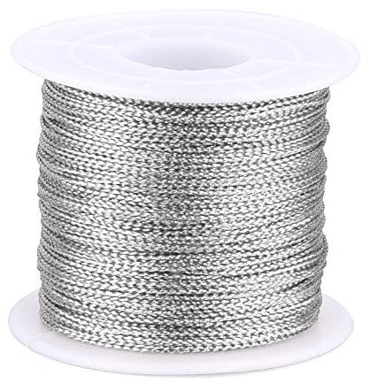 jijAcraft 100M Silber Schnur, 1mm Metallic Kordel Silber, Silberfaden DIY Bastelschnur für für Basteln, Geschenkverpackung, Hochzeit, Weihnachts Dekoration