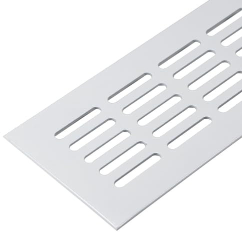Rejilla de ventilación para puerta, color blanco, de aluminio, rectangular, 600 x 80 mm, para muebles, de aluminio, para calefacción, pared, etc., fabricado en Alemania, 1 pieza