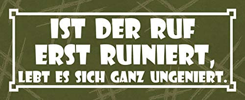 Deko7 Blechschild 27 x 10 cm Spruch: Ist der Ruf erst ruiniert, lebt es Sich ganz ungeniert