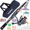 PLUSINNO Angelrute und Rolle Combos, Bronze Warrior Toray 24 Tonnen Carbon Matrix Teleskop Angelrute Pole, 12 +1 geschirmte Lager Edelstahl BB Spinnrolle Reise Süßwasser Angelausrüstung