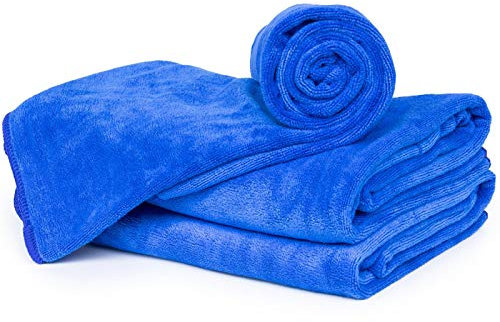 cosey - 3er Pack, Flauschiges Mikrofaser-Handtuch Größe L, 60x120cm, dunkelblau