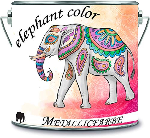 elephant color Metallic Farbe Latex Dispersionsfarbe diffusionsfähig Innenwandfarbe seidenglänzend in vielen exklusiven hochwertigen Farben Metallicfarbe (10 l, Silber)