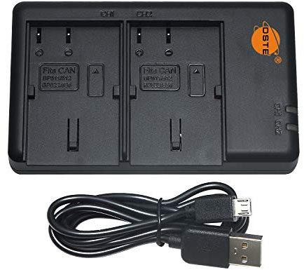 DSTE Chargeur de batterie double USB compatible avec les batteries Canon BP-508, BP-511, BP-511A, BP-512A, BP-522, BP-535 comme Cb-5l – Alimentation par câble de charge micro USB vers USB-A 2.0