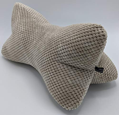 Ergonomischer waschbarer Relaxknochen/Hundekissen/Schnäuzchenkissen/Kopfkissen - Made in Germany: kuscheliger Waffelvelours beige/Taupe