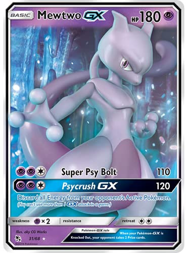 Pokemon Mewtwo GX 3168 SM Hidden Fates Collectible Card, 1 Card