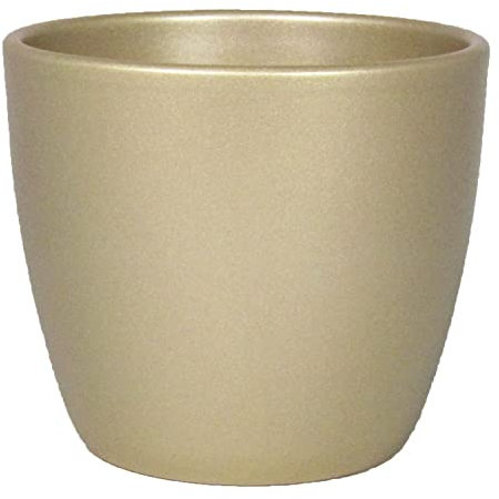 INNA-Glas Jardinera Grande, cerámica, Oro Mate, 25 cm, Ø 28 cm - Maceta