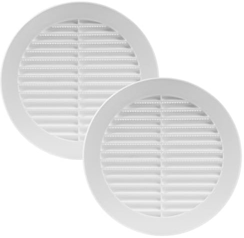 Vent Systems Paquete de 2 fundas de ventilación blancas de 6 pulgadas, rejilla de ventilación redonda, cubierta de parrilla, pantalla de insectos integrada, rejillas de ventilación HVAC para baño,
