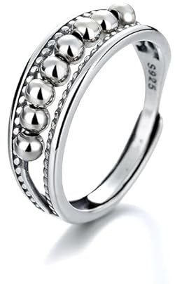 Qings Anti Anxiety Verstellbar Offen Fidget Ring für Danmen Spinner Dekompressions Stressabbau Ring 925 Sterling Silber Angst Zappeln Ringe