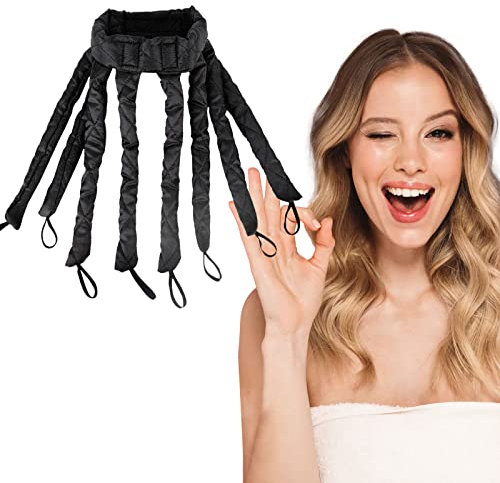 New Lockenwickler Locken Ohne Hitze, Heatless Curls Band Octopus Lockenwickler große Locken, Lockenwickler über Nacht Hair Curler DIY Haarstyling Tools für langes mittleres Haar (Schwarz)