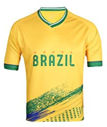 SINLEISI Maillots pour fans de la Coupe du monde 2022 - Argentine, Brésil, Mexique et États-Unis, brésil, Taille M