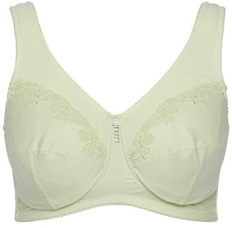 Ulla Popken Damen Entlastungs-BH, ohne Bügel, Strassanhänger, Cup C - G BRA, helles salbei, 120D