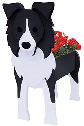 JYCRA Hunde-Pflanzgefäß, Blumentopf in Tierform, handgefertigt, Hundeblume, PVC, für Innen- und Außenbereich, 27 x 18 cm, Schwarz