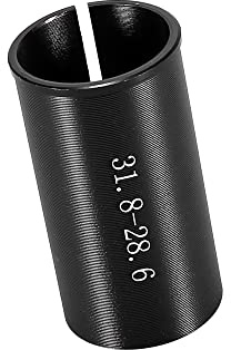 A ABSOPRO Bike Seat Post 28.6 to 31.8mm Tube Adapter Reducing Sleeve | Aluminium Alloy, Bicycle Seat Post Adapter, Black, 1.12 ID, 1.25 OD, Bicycle Accessories
