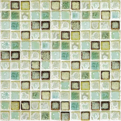 Hode Klebefolie Mosaik Grün 40x500cm Selbstklebende Folie Anwendung Küche Bad Schrank Möbelfolie Arbeitsflächen wasserdichte Vinyl Dekorfolie Tapeten