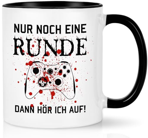 Joymaking Kaffeetasse mit Spruch Nur noch eine Runde dann hör ich auf Tasse Becher Lustige Gaming Zocker Geschenk für Gamer Männer Jungen Freunde zum Geburtstag Weihnachten