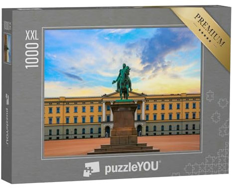 Puzzle 1000 Teile XXL „Königspalast und Statue von König Karl Johan bei Sonnenuntergang, Oslo“ – aus der Puzzle-Kollektion Oslo