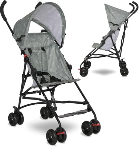 Lorelli Ultra Leichter Buggy Kinderwagen Vaya - nur 4,7kg - Kompakter Sportsitz bis 15kg, Sitzbuggy mit 5-Punkt-Gurt, faltbarem Verdeck und ergonomischen Griffen, klappbarer Reisekinderwagen, grün