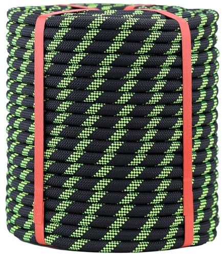 Doppelt geflochtenes Baumpfleger-Seil, schwarz (1,27 cm x 61 m), Arboristen-Rigging-Polyester-Seil – 48 Stränge, Schaukel für Baum, Stier, Seil für Outdoor, Klettern, Schaukel, Segeln