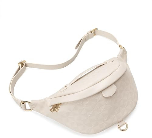 Gürteltasche für Frauen Männer Modische Crossbody Fanny Pack für Frauen Gürteltasche - Karierte Rändelung Reisetasche Weiß Rändelung