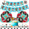 MiaLover Piraten Dekorationen Set Geburtstag Piraten-Thema-Party-Kit Happy Birthday Banner Ballons Piraten-Thema Cupcake Kuchen Topper für Kinder Jungen Erwachsene Geburtstag