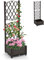 RELAX4LIFE Fioriera da Esterno con Spalliera in Rattan PE, Aiuola Rialzata con Grigliato, Porta Vasi di Fiori e Piante Rampicanti per Giardino/Balcone/Terrazza/Cortile, Marrone (40x40x122cm)