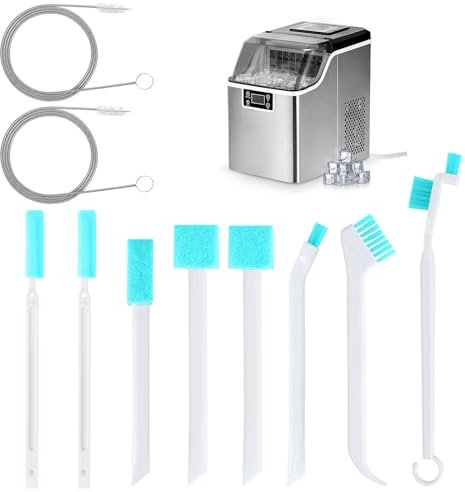 Palksky Ice Maker Cleaning Brush Set, Ice Machine Cleaning Tools - 2Pcs Drain Pipe Brush Nylon Bristles with 8Pcs Crevice Cleaning Brush