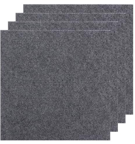 CYEER Carpet Tiles Set of 30, 30 x 30cm Anti-Slip Grey Carpet Tiles Self Adhesive, Easy to Peel and Stick Non-Slip Floor Tiles Covering for Office Living Room Bedroom